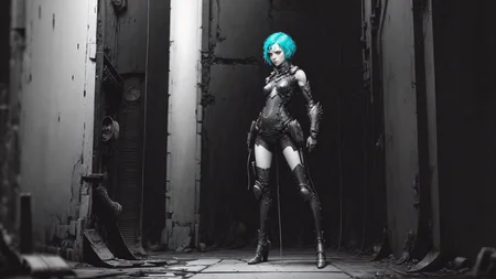 1girl,[Sophia Lillis face],21yo,photorealistic, (hyperrealistic:1.2), beautiful, masterpiece, best quality, extremely detailed face, perfect lighting,full body, armor, glowing, glowing eyes, intricate design, turquoise hair, medium shot,upper body, small breasts, steampunk background,vanishing point legs, epic structure background,by Ben Templesmith, by Brian Oldham, by Simon Stalenhag
<lora:Blame!:0.95>
<lora:epiNoiseoffset_v2:0.7>