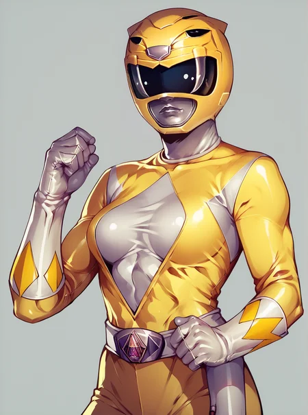 score_9, score_8_up, score_7_up, score_6_up, BREAK
yellow bodysuit, white gloves, yellow power ranger, yellow ranger helmet, 1girl, solo, medium breasts, tokusatsu, mighty morphin power rangers, simple background <lora:Yellow_Ranger_MM:0.81>