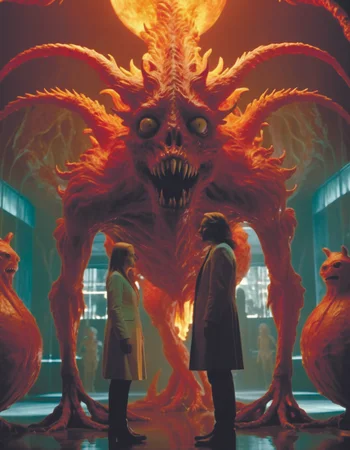 bizarre whimsical uncanny bestiary of repressed unconscious emotional monsters and creatures in a fiery alchemicla lab <lora:fx-monsters-xl-meatsack:0.8> by Director Ridley Scott style <lora:Director Ridley Scott style:0.7>