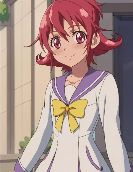 score_9, score_8_up, score_7_up, anime screencap, solo, 1girl, aidamana, sailor collar, school uniform, smile, blue sailor collar,looking at viewer,cowboy shot,small breasts,blush,<lora:aidamana:0.8>