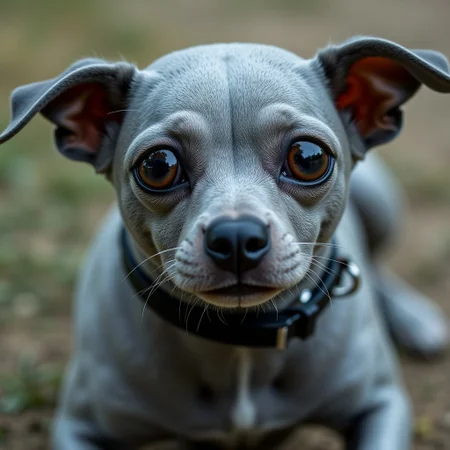 A cyberpunk dog with detailed camera eyes, metallic fur, but some real life dog parts visible