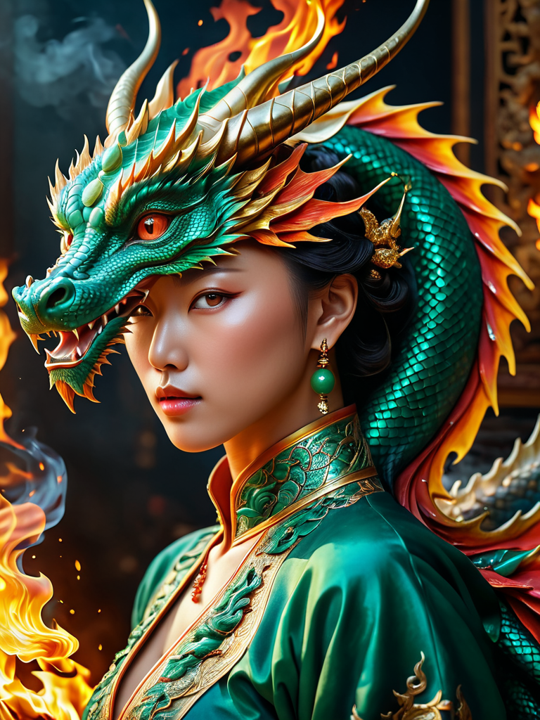 (best quality, absurdres, masterpiece), high quality, photo realistic, 4k, Fantastic lighting. Detailed shadows, vivid colors, ultra-sharp, 8k , intricate details, Dragon painting a self-portrait with fire made of jade , 
 <lora:Obsidian_Jade_Style:0.8> <lora:moreToppingsCaptioned-SDXL:0.5>