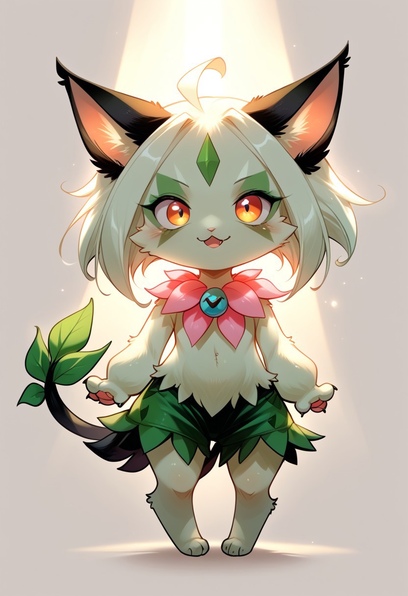 score_9, score_8_up, score_7_up, source_furry, solo, adorable feral Meowscarda, chibi body, (indirect lighting, dynamic lighting:1.4), simple background, (detailed image, high resolution, 5k resolution:1.0), (las lindas art style), (anime Art Style:1.2)