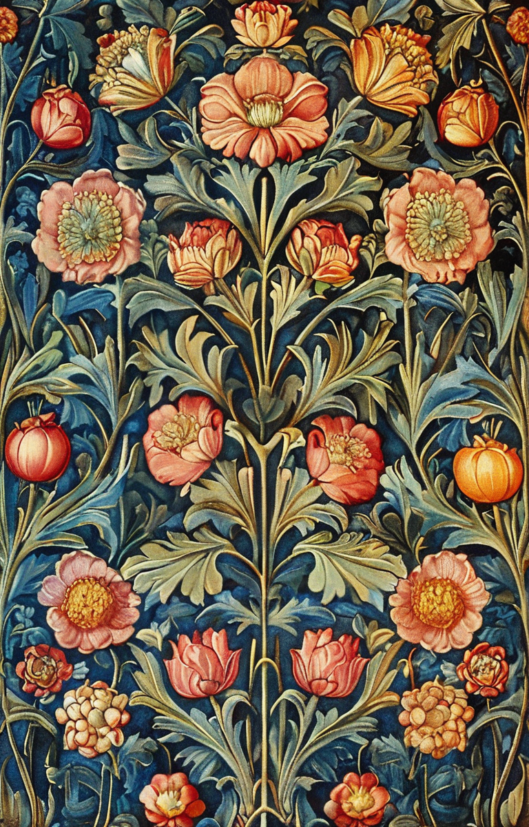 masterpiece,best quality,<lora:tbh192-sdxl:0.9>,illustration,style of William Morris portrait of family