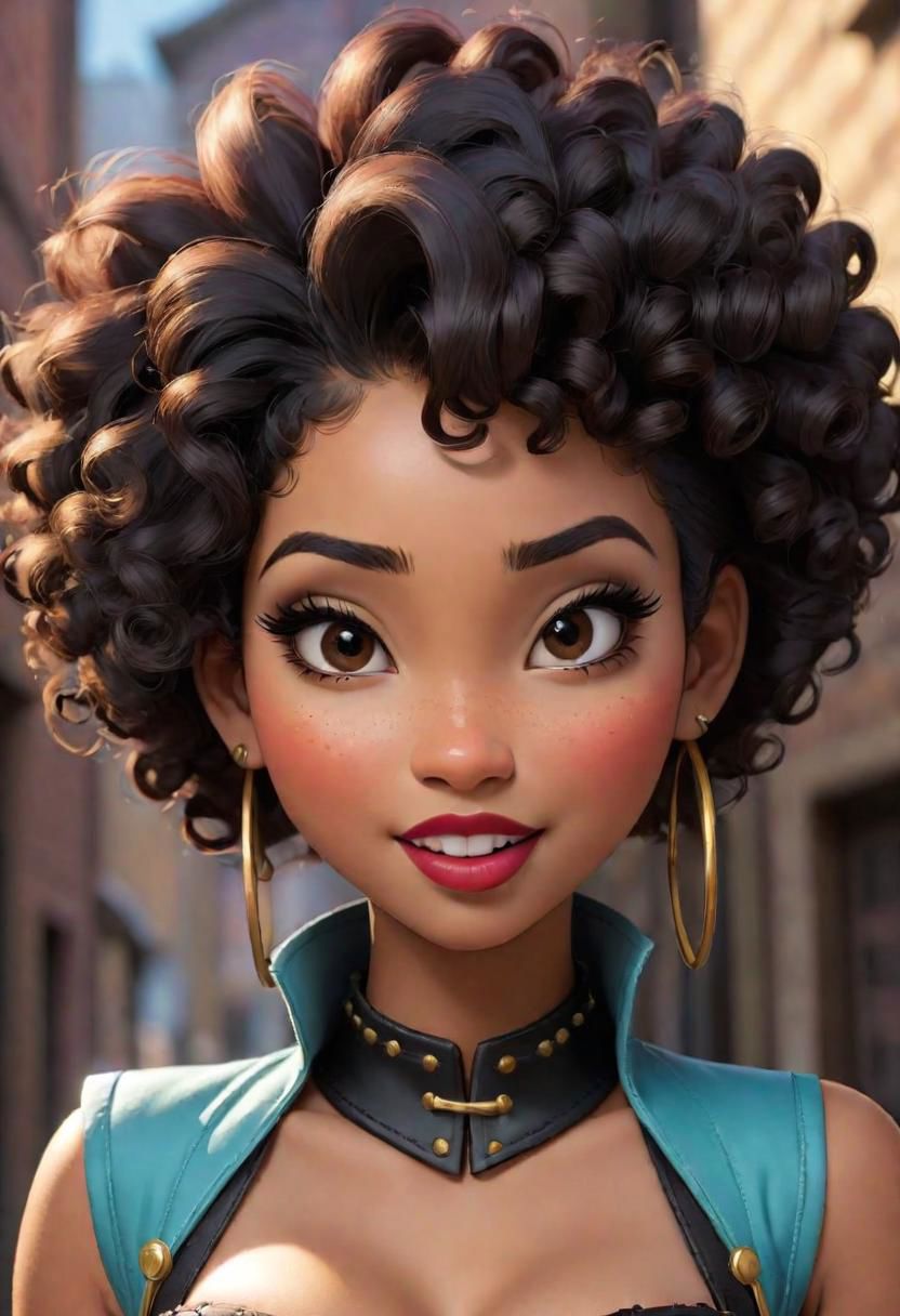 mature disney pixar style ((native|hispanic|black|asian) girl) , (curly|straight|bobcut|spiky) hair, (freckles and lipstick:1), (thighhigh stockings:1), naughty sneaky smirk, underbust corset