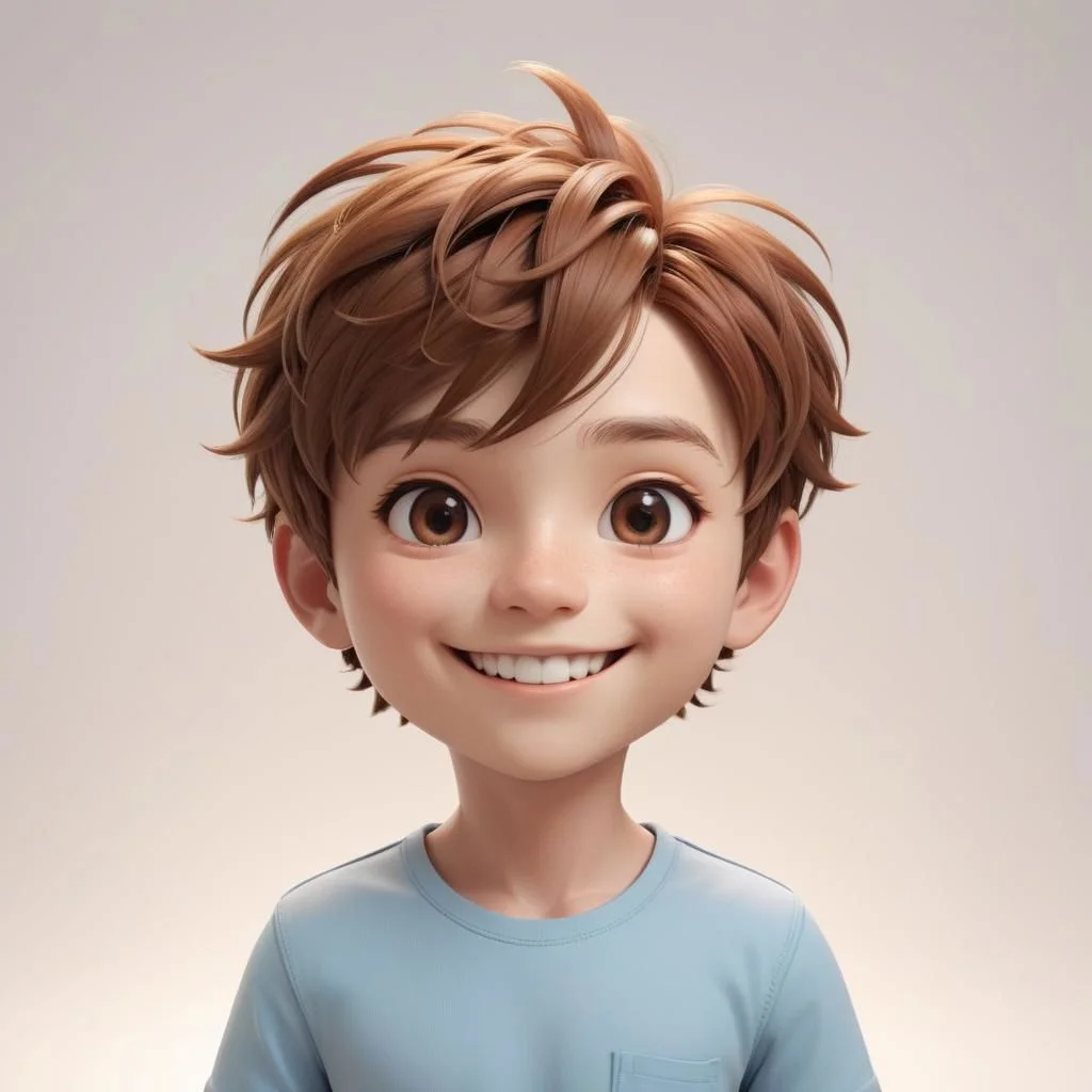 Portrait of a ruddy young man, chibi, super deformed, 20yo, smiling, doll-like, Photorealistic simple volumetric light background, ColorART, CGI,