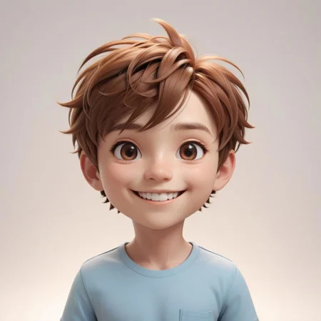 Portrait of a ruddy young man, chibi, super deformed, 20yo, smiling, doll-like, Photorealistic simple volumetric light background, ColorART, CGI,
