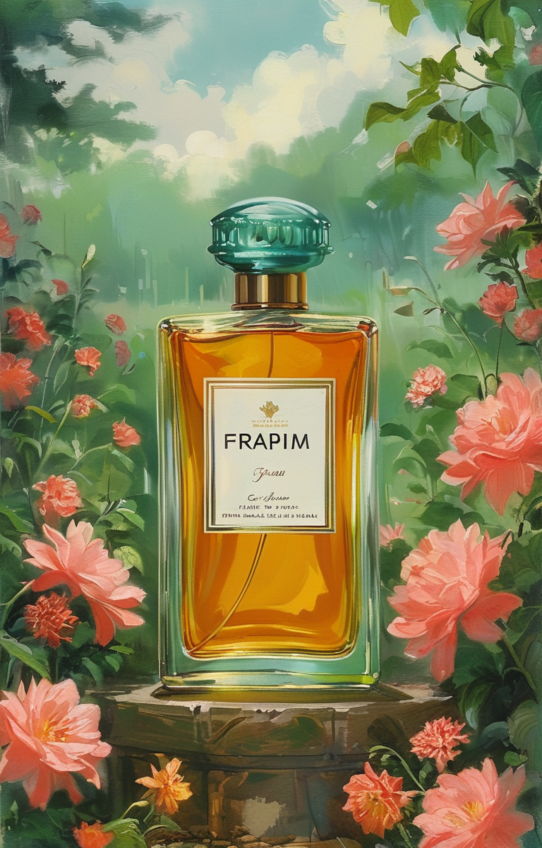 masterpiece,best quality,<lora:tbh210-sdxl:0.9>,illustration,style of Art Frahm, A bottle of perfume in garden