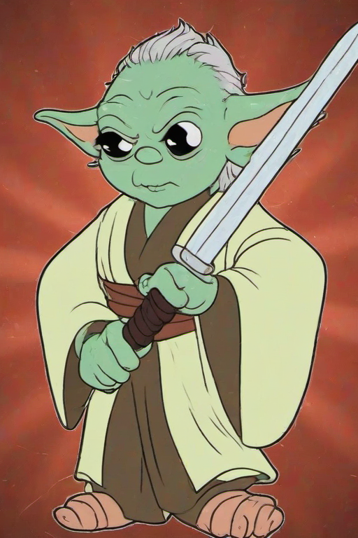<lora:PE_OldCartoonStyle:0.9> PEOldCartoonStyle,Cartoon,
Yoda holding samurai sword