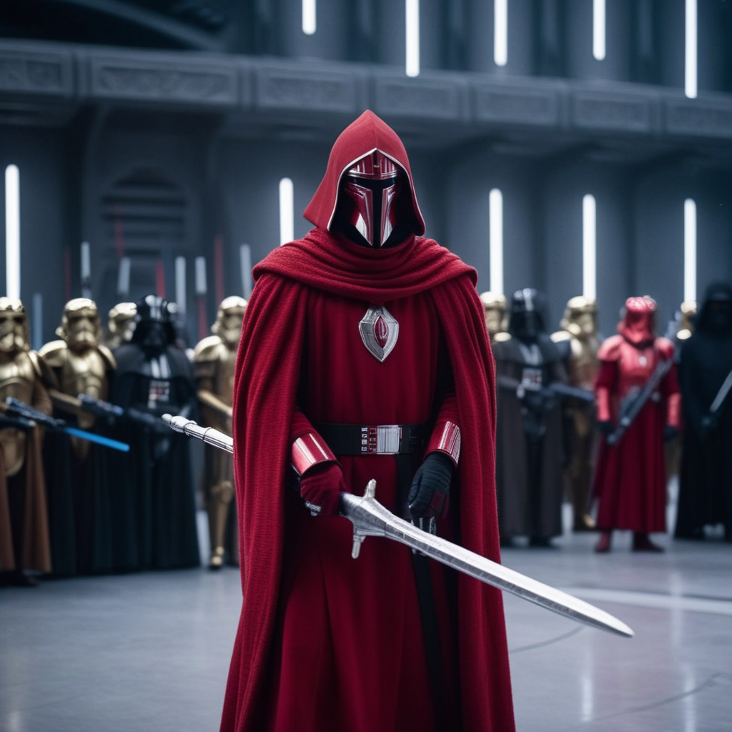 cinematic film still of  <lora:Crimson Guard:1>
Crimson Guard a man in a red robe and armor holding a pike Star Wars Universe, shallow depth of field, vignette, highly detailed, high budget, bokeh, cinemascope, moody, epic, gorgeous, film grain, grainy
