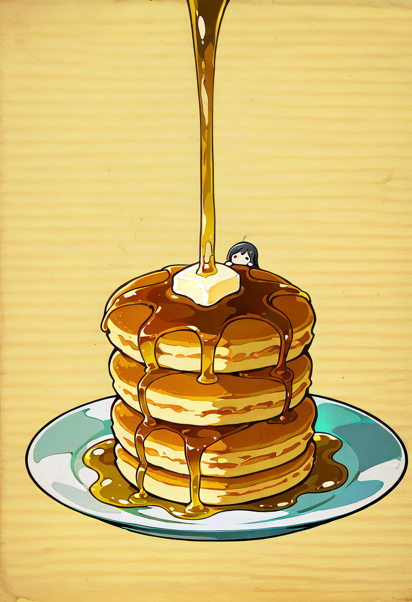 ikeda ruriko,maple syrup,pancake stack,