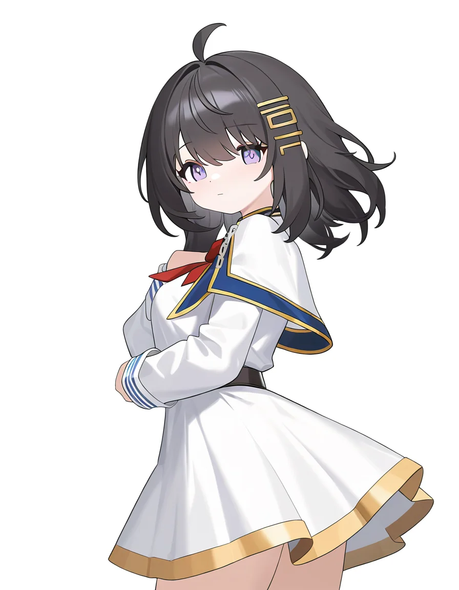 1girl,simple background,looking at viewer,taiyuan,white background,solo,cowboy shot,black hair,<lora:taiyuan-000010:1>,, masterpiece, best quality, very aesthetic, absurdres,newest, incredibly absurdres,