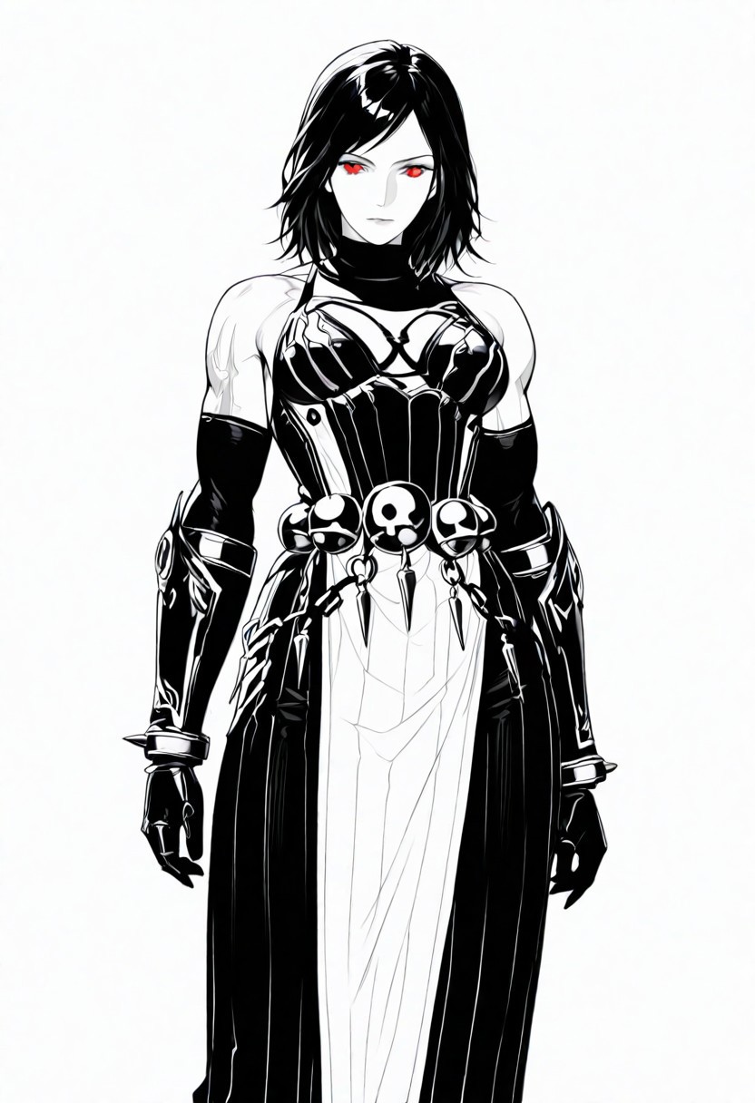1girl, solo, Monochrom