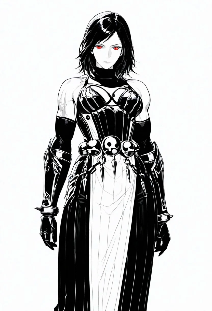 1girl, solo, Monochrom