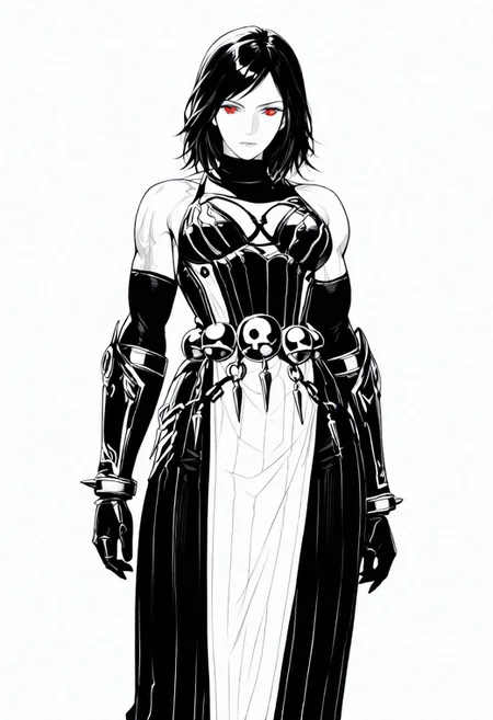 1girl, solo, Monochrom