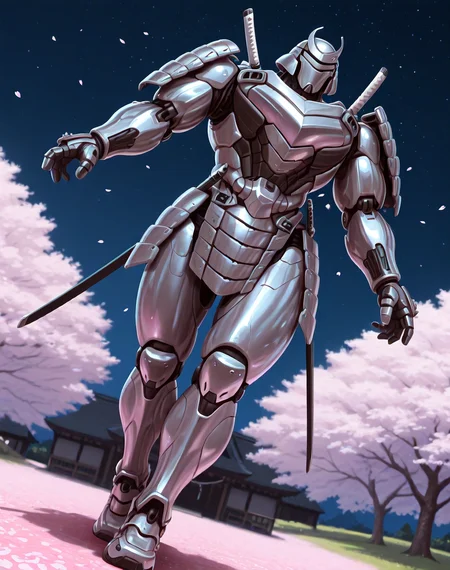 <lora:Silver_Samurai_(Marvel_Comics)_(Illustrious)_(AD):1> Silver Samurai, robot, armor,
((
exterior, traditional Japanese noble's estate home, cherry blossoms, night sky,
dutch angle, dynamic action, male focus, solo, fully armored, villain, hyper glossy body, powerful, superiority,
)),
BREAK: very awe, aesthetically pleasing, masterpiece, best quality, amazing quality, very aesthetic, depth of field, absurd details, depth of field, atmospheric rendering, natural shading, soft shading,
BREAK: lazympos, lazypos (3),