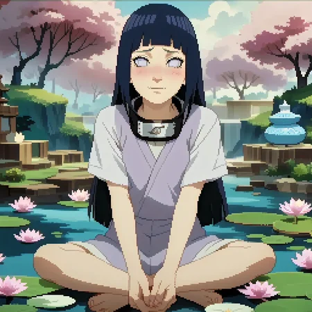 score_9, score_8_up, score_7_up, source_anime, 1girl, solo, cute, <lora:hinata_hyuga_pony_v1:1> lavender eyes, hinata hyuga, anime screencap, anime coloring, lotus position
