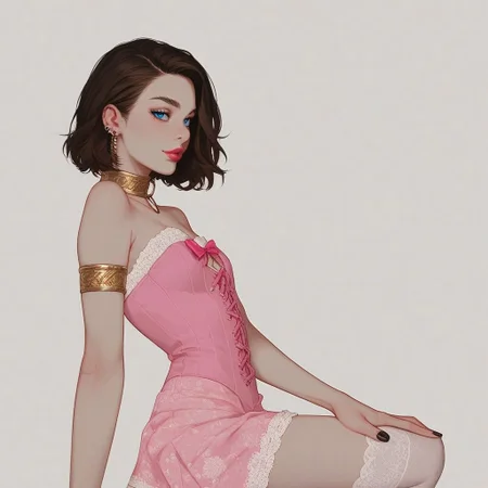 score_9, score_8_up, score_7_up, Expressiveh, , sexy pose,
, kawaii, perfect eyes, detailed, , pale skin, perfect skin,
(1_Femboy), detailed eyes, big blue eyes,
,
sexy skinny feminne body,
, narrow waist, bob haircut ,brown hair,
Lace stockings, , black nails, , ear piercing, makeup, lipstick, strands, manicure,
, submissive, thin waist, , collar,
Aroused,
, gold armlet, lace sleeves, detached sleeves, sleeves past wrists, see-through, o-ring choker, pink corset, patterned clothing, floral print, lace overskirt, underskirt, , frills, pink bows, lace thighhighs, high-heel boot, highly detailed, intricate, one arm up, leaning back against pillar, one knee up, one hand on thigh, side view, sexy expression, cowboy shot, modelshoot, abstract background, solo