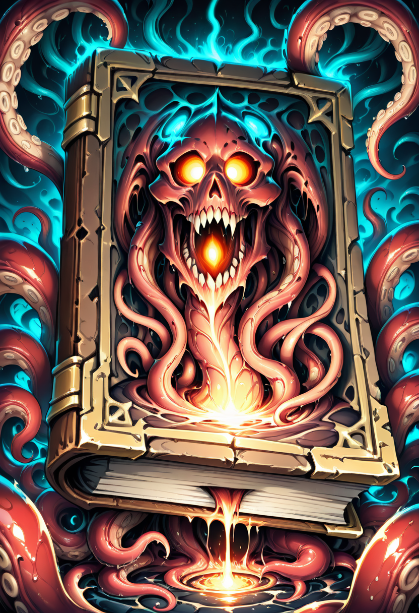 masterpiece, best quality, no humans,   CitronsGrimoires, evil, tentacles, suction cups , teeth,   ,<lora:CitronsGrimoiresIXL:1.0>,
