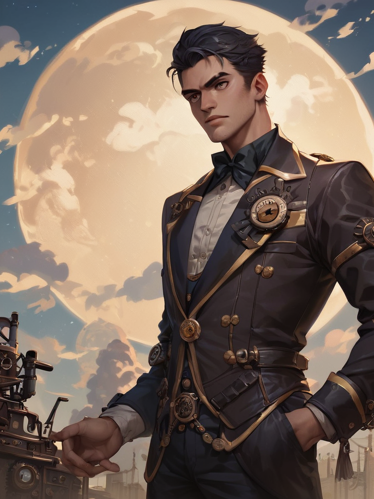 <lora:Realistic_2.5DAnime_Merge1:0.6>,score_9,score_8_up,score_7_up,score_6_up,score_5_up,score_4_up,delinquent on steampunk dirigible,steampunk,man,solo focus,night,sky,clouds,moon light ray,rating_safe,