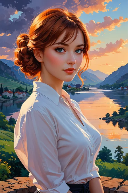 by Igor Zenin and Ilya Kuvshinov in the style of Armand Guillaumin and Yelena Zhavoronkova
