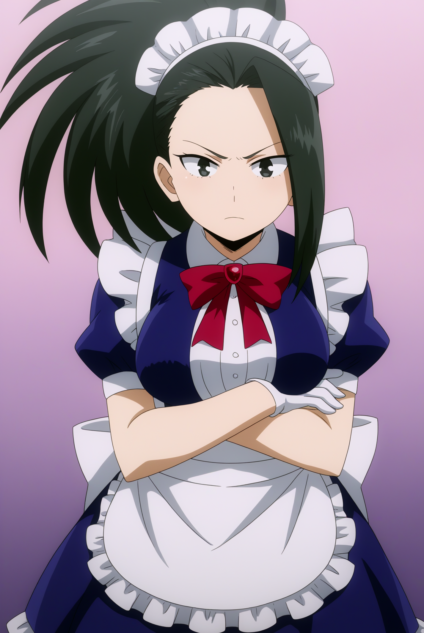 Yaoyorozu_Momo, solo, Maid Outfit <lora:My_Hero_Academia-Yaoyorozu_Momo-PDXL:0.8>