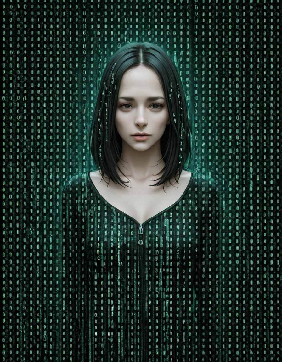 detailed, om0atrix0, 1girl, solo, glitch, text focus