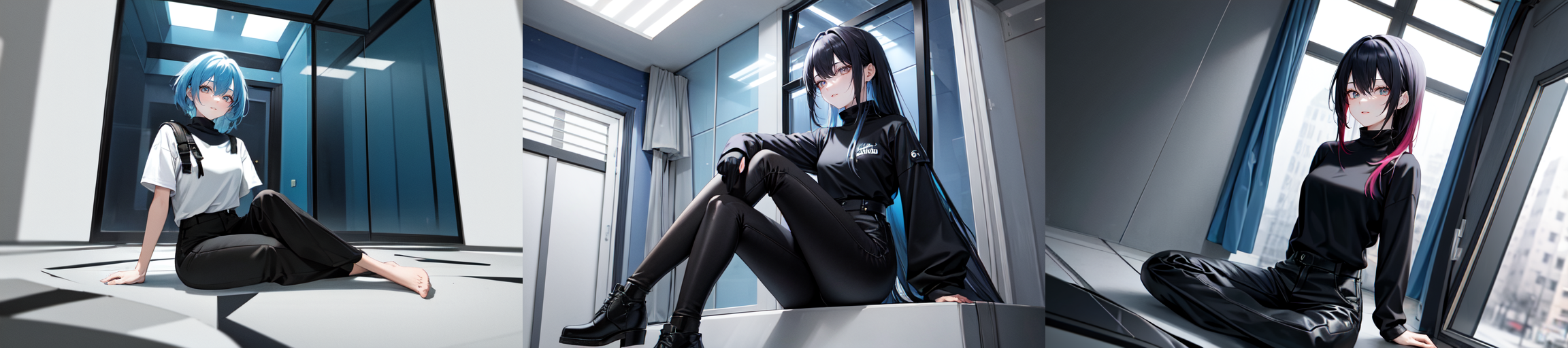 (otherworldly), highly insanely detailed, masterpiece, top quality, best quality, highres, 4k, 8k, RAW photo, (very aesthetic, beautiful and aesthetic), 
1girl, asian female, facing viewer, turtleneck, pants, 
<lora:MM5-v1:0.3>, blue wall, window, sitting, Magic Mirror Car, MM5, indoors, 
1girl, solo, 
(__lazy-wildcards/char/haircolor__),âââ