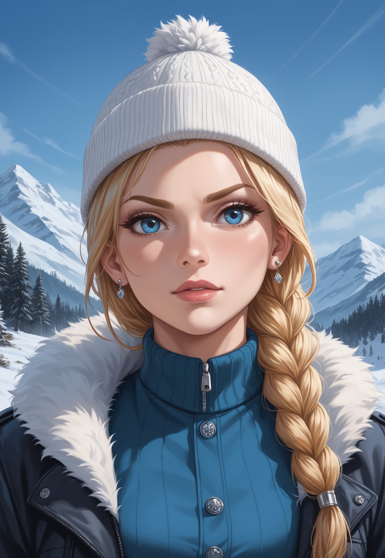 score_9, score_8_up, score_7_up, 1girl, solo, arctic explorer, insulated winter gear with fur trim and reflective accents, long braided blonde hair with a warm knitted hat, realistic, cinematic angle, cinematic lighting, athletic body, determined face, piercing blue eyes, adventurous pose
BREAK
trekking through a snowy mountain range
BREAK
source_adventure_art, rating_explicit, expressive, full body, dynamic pose
BREAK
detailed beautiful background, majestic snowy mountains with towering peaks and glistening ice formations, dense pine forests and frozen lakes, distant glaciers and icy waterfalls, serene atmosphere with a sense of adventure and endurance
<lora:Expressive_H:0.6>Expressiveh, (SimplepositiveXLv1:1.3), (upper body, full clothed:1.85) ((masterpiece)) (ultra realistic, 32k, masterpiece:1.2), (high detailed skin:1.1), (high quality:1.1) (((full clothed))) <lora:DandonFuga_Style_v.2_-_Pony:0.8> 
<lora:add-detail-xl:1> 
<lora:Dynamic Poses:1>