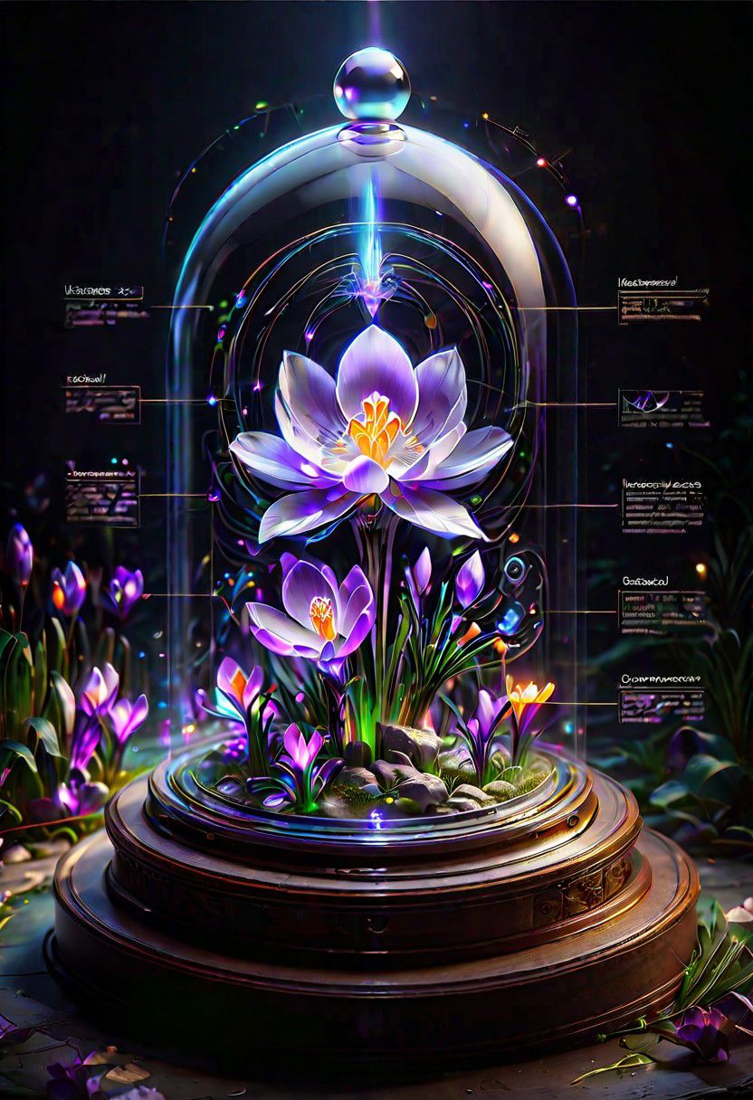 ((detailed)), ((masterpiece)), ((best quality)), (Exquisite), (Enchanting), (Elegant), Crocus, Early Spring Flower, Flower, Conceptual, Non-figurative, Controlled illumination, Photography lighting, Controlled light, Distant subjects, Extreme reach