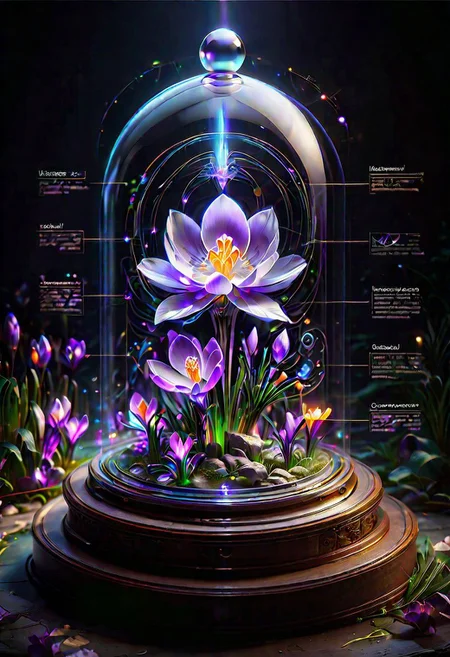 ((detailed)), ((masterpiece)), ((best quality)), (Exquisite), (Enchanting), (Elegant), Crocus, Early Spring Flower, Flower, Conceptual, Non-figurative, Controlled illumination, Photography lighting, Controlled light, Distant subjects, Extreme reach