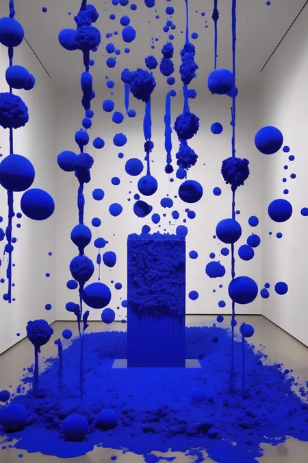<lora:Yves Klein Style:1>Yves Klein Style - photograph of installation in moma in yves klein blue