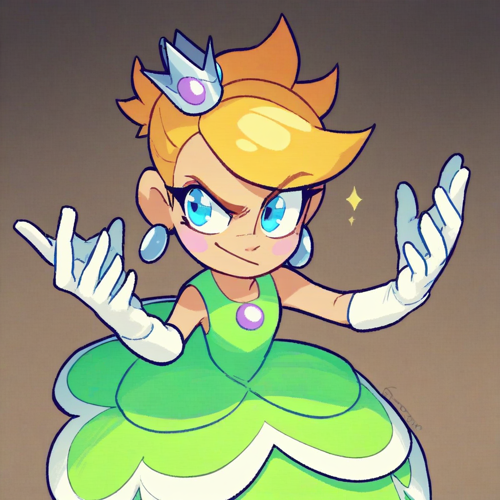 score_8, score_9, princess charm, blond hair, blue eyes, crown, dress, gloves, earrings,