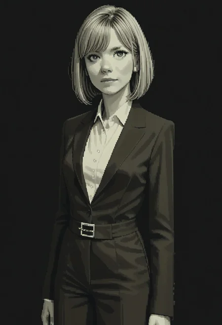 score_9, score_8_up, 
green theme, monochrome, pixel, source_anime, bold lines, flat colors,
very aesthetic, Expressiveh, belatricepamford, medium breasts, formal clothes, (skinny:0.3)