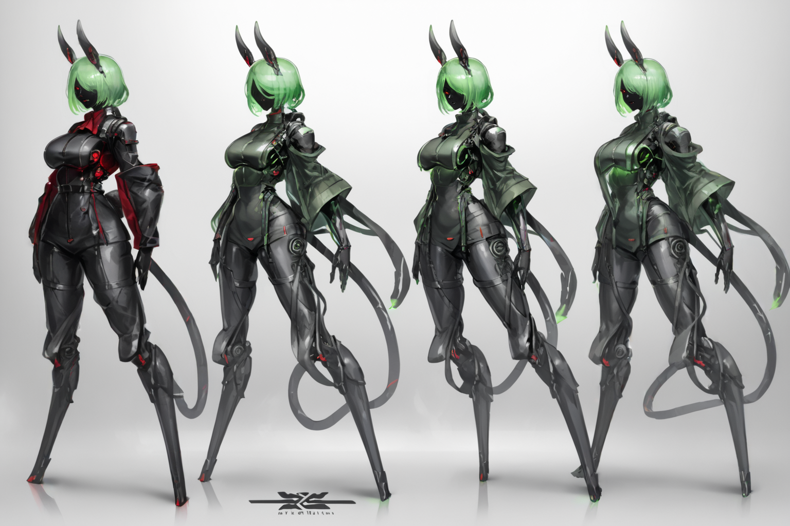 score_9, score_8_up, score_7_up, score_6_up, score_5_up, score_4_up, BREAK, source_anime, solo, 1girl, rating_safe, ((mature female)), ((long green flowing hair)), mechanical parts, (big backwards folded mechanical rabbit ears), mature female, (bunny ears), (animal ears), subdermal port, ((milf, mature female, big breasts)), hexagon lines in skin, naval uniform overcoat, naval uniform, white military uniform, dress_uniform, ribbons, ((red eyes)), bunny tail, rabbit tail, aiguillette, ((green hair)), ascot, ((Ground level (from the side) view Extreme Close shot)), latex pilot suit, shoulder cutout, bunny rabbit Tail, ((hair over one eye, )), digitigrade, clawed feet, minimal clothes, ((metal skin, shiny skin, vampire aesthetic, digital eyes, filled eyes, monochromatic eyes, glowing eyes, colored sclera, red sclera, mechanical eyes, partially shaded face, )), <lora:ECHANIS:1>,  <lora:Borg Assimilation:0.8> BORG (RACE), BORG <MAN/WOMAN>, BROG QUEEN (STAR TREK)