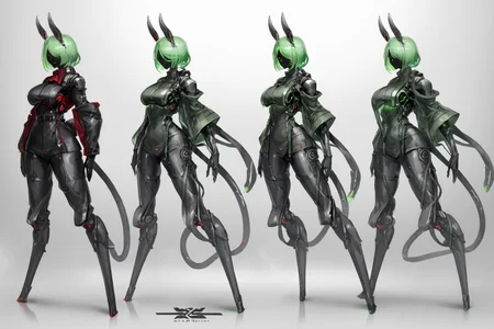 score_9, score_8_up, score_7_up, score_6_up, score_5_up, score_4_up, BREAK, source_anime, solo, 1girl, rating_safe, ((mature female)), ((long green flowing hair)), mechanical parts, (big backwards folded mechanical rabbit ears), mature female, (bunny ears), (animal ears), subdermal port, ((milf, mature female, big breasts)), hexagon lines in skin, naval uniform overcoat, naval uniform, white military uniform, dress_uniform, ribbons, ((red eyes)), bunny tail, rabbit tail, aiguillette, ((green hair)), ascot, ((Ground level (from the side) view Extreme Close shot)), latex pilot suit, shoulder cutout, bunny rabbit Tail, ((hair over one eye, )), digitigrade, clawed feet, minimal clothes, ((metal skin, shiny skin, vampire aesthetic, digital eyes, filled eyes, monochromatic eyes, glowing eyes, colored sclera, red sclera, mechanical eyes, partially shaded face, )), <lora:ECHANIS:1>, <lora:Borg Assimilation:0.8> BORG (RACE), BORG <MAN/WOMAN>, BROG QUEEN (STAR TREK)