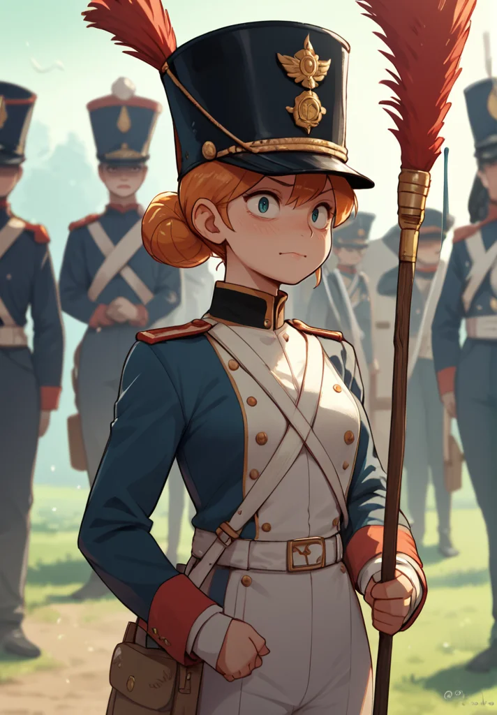(1girl), <lora:Grenadier:1> grenadier, hat, uniform, military uniform, <lora:Noss:0.75> noss, cartoon,, score_9, score_8_up, score_7_up, score_6_up, score_5_up, score_4_up, BREAK
