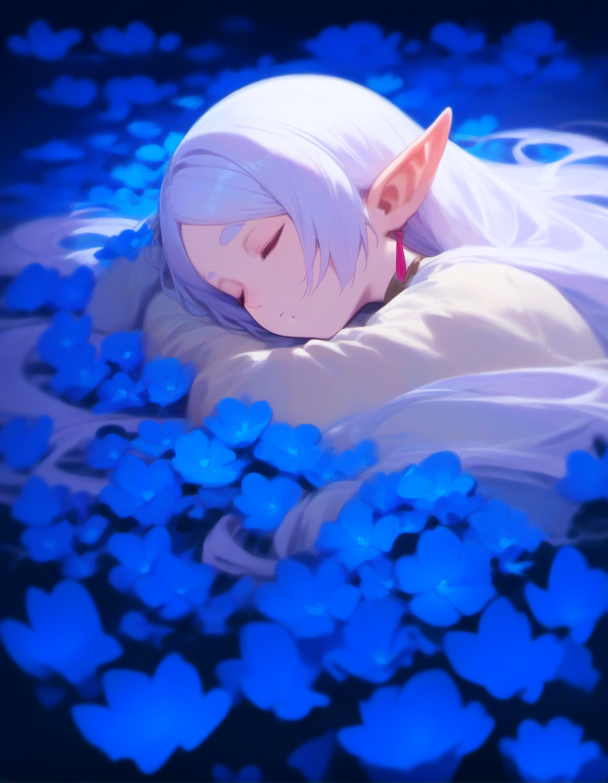 score_9, score_8_up, score_7_up, score_6_up,
nereirfpnxl, frieren, sleeping, blue flower, rating:safe, long hair, pointy ears, elf, flower, 1girl, very long hair, white hair, solo, lying, closed eyes, from side
<lora:frieren_nereirfpnxl_pony:1>