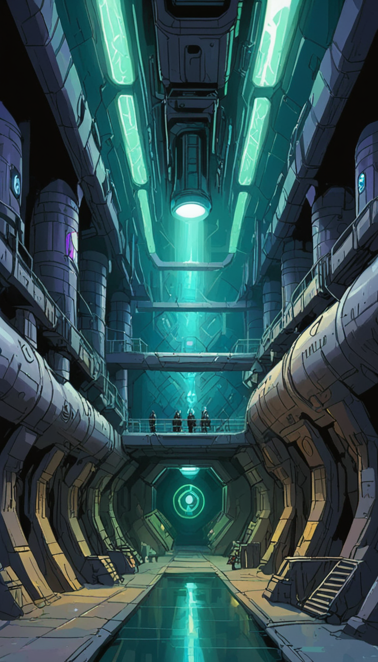 a painting of the underground headquarters of the multiverse task force known as WEIRDE  <lora:Everly Heights TaleSpinner XL:1>