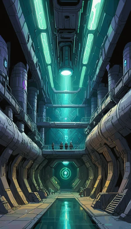 a painting of the underground headquarters of the multiverse task force known as WEIRDE <lora:Everly Heights TaleSpinner XL:1>