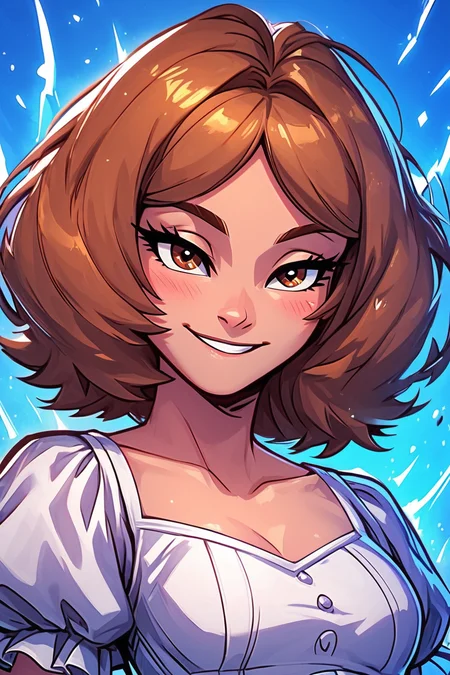 score_9, score_8_up, score_8, medium breasts, (curvy), cute, eyelashes, BREAK, , zzEdel, brown eyes, medium hair, brown hair, short hair, dress, collarbone, puffy short sleeves, <lora:EdelFrieren_PDXL:1.0>, , BREAK, embedding:zPDXL, Expressiveh, ,,, <lora:EnergyCAT:1.0>, solo, smile, looking at viewer, aura, blue sky, ,,, <lora:SDXLFaeTastic2400:0.5>, <lora:Expressive_H-000001:0.4>,