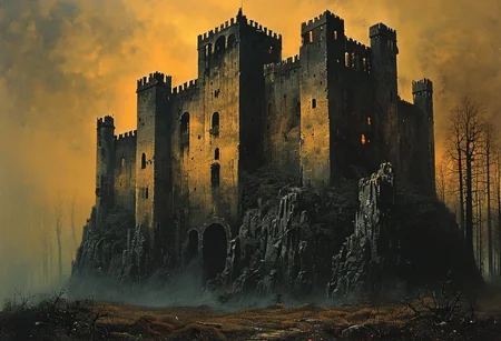 impactful paint of an horror castle in a forest <lora:The_Dark_Side_of_the_Earth:1>, highly detailed, 8k, sharp, professional, clear, high contrast, high saturated, , vivid deep blacks, crystal clear