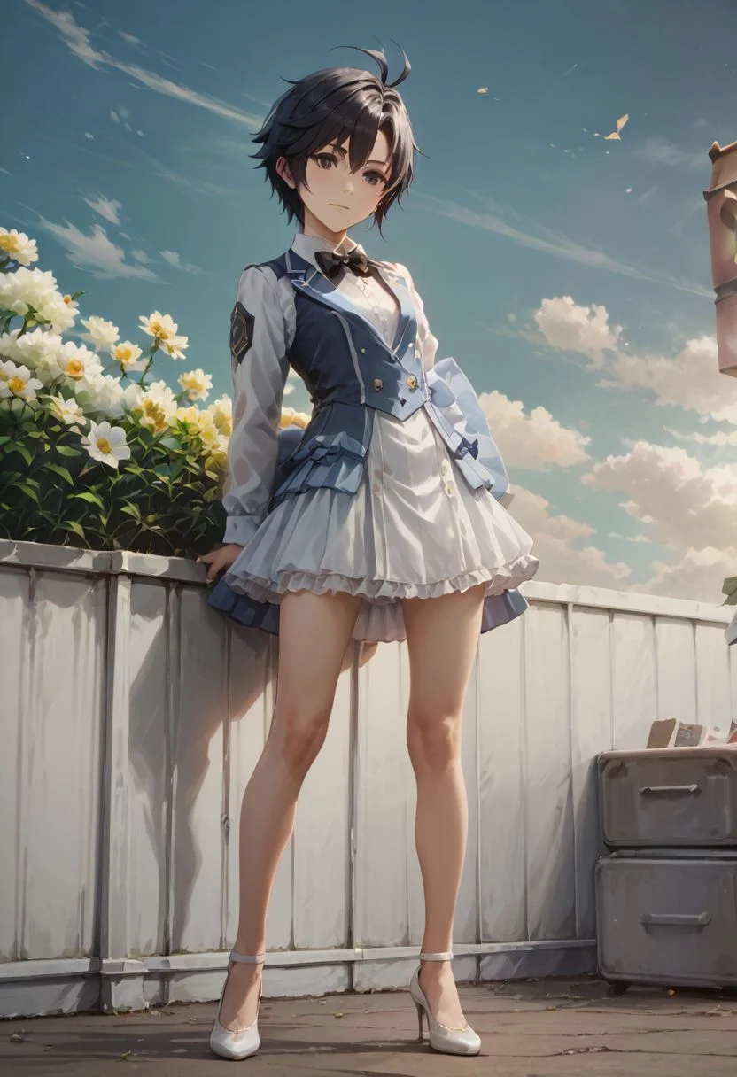 score_9,score_8_up,score_7_up,score_6_up,source_anime, <lora:Worldly_XL:1>
1girl, solo, <lora:KikuchiMakoto_pony_v1:0.9> kikuchi_makoto_\(tuxedo\), kkcmkt, short hair, black hair, antenna hair, hair between eyes, black eyes, flat chest, small breasts, long legs, shoes, delicate strappy heels
zPDXL, zPDXL-neg