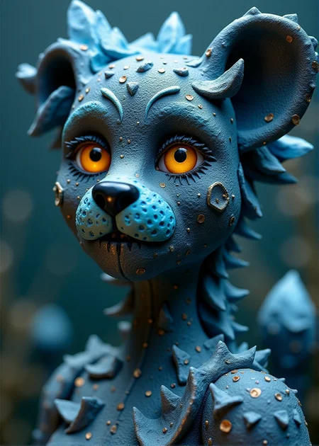  claymation, 

Photographic, photo grain, 4k, UHD—Thick layered papercut art of a furry in a dramatic, fantasy-inspired scene, infused with fractal art and dynamic angles. The artwork, reminiscent of Todd Lockwood's famous pieces, captures a lithe female fusion of a skinwalker and kongamato with crystallized skin. Featuring a 1Girl face with very subtle lion traits and heavy silver blue and gold black makeup, the scene is brought to life with deep 3D volumetric effects, rich dimensional depth, thick paper textures, and tangible, heavy layers

 made of clay
