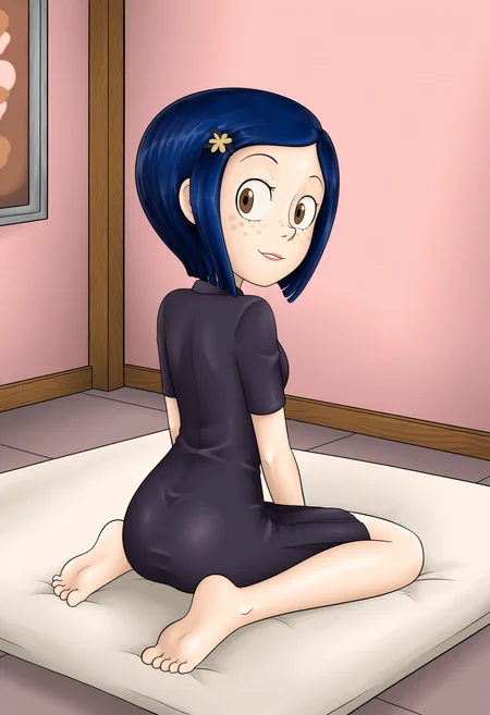 masterpiece, best quality, absurdes, 1girl, solo, full body,
(source_cartoon),
<lora:Coraline - Garabatoz Style (Illust):0.8>
Coraline_Garabatoz, freckles, brown eyes, blue hair, short hair, hair ornament,
indoors, sitting,
<lora:Detailer_NoobAI_Incrs_v1:0.4> detailed,