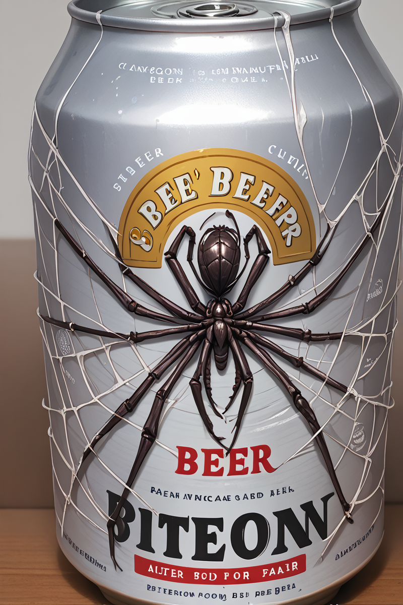 score_9, score_8_up, score_7_up,
product photo, beercan,
 <lora:Beer_Label_Maker__PDXL:0.8> beerlabel with a woman, <lora:Spiderwebs v3.1:0.6>  cocoon, covered in cobwebs, spiderwebs , silk, text "Silky Smooth"
 masterpiece, best quality,