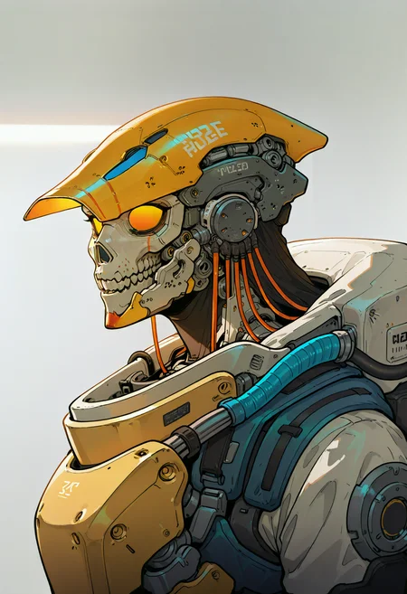 <lora:HeavyTechILXL:1> h3avyt3ch,
mechanical_mask, solo, simple background, upper body, grey background, from side, helmet, cable, masterpiece, best quality, amazing quality, intricate detail, highly detailed, absurdres, very aesthetic, dynamic lighting, detailed background, scenery, (volumetric lighting)