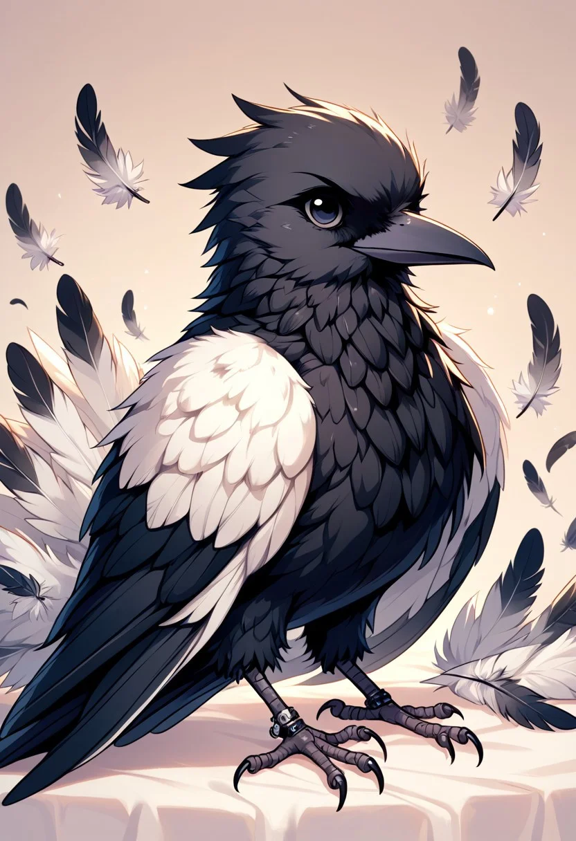 score_9, score_8_up, solo, 
megafeatherypony, feathers, feathery, crow,