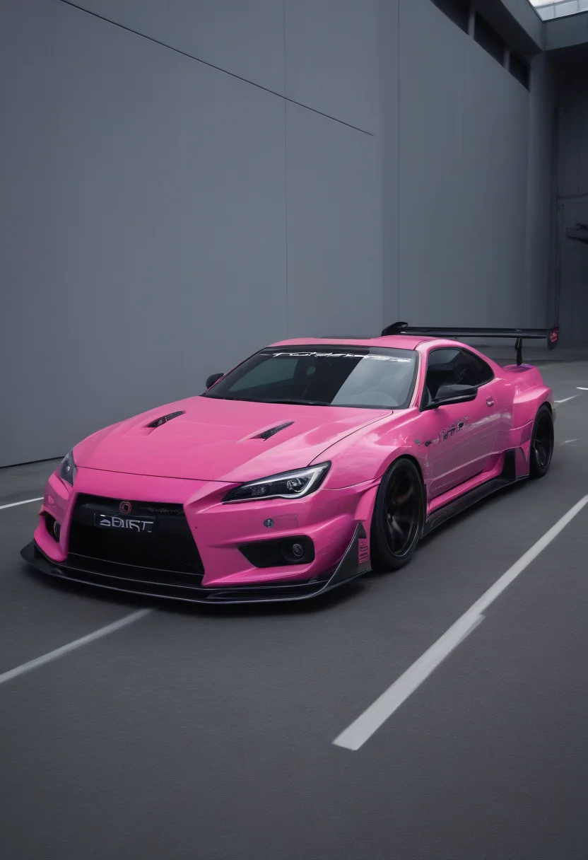 Techwear fashion japanese drift car,<lora:CHV-Zoom:1>,Cornelisz Hendriksz Vroom vehicle,car,singer [1],pink light [2], . Futuristic, cyberpunk, urban, tactical, sleek, dark, highly detailed