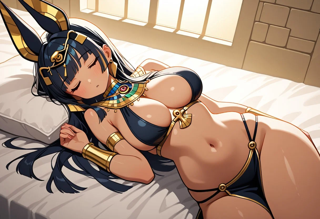 masterpiece, best quality, 32k, high resolution, absurdres, egyptian clothes, sleeping